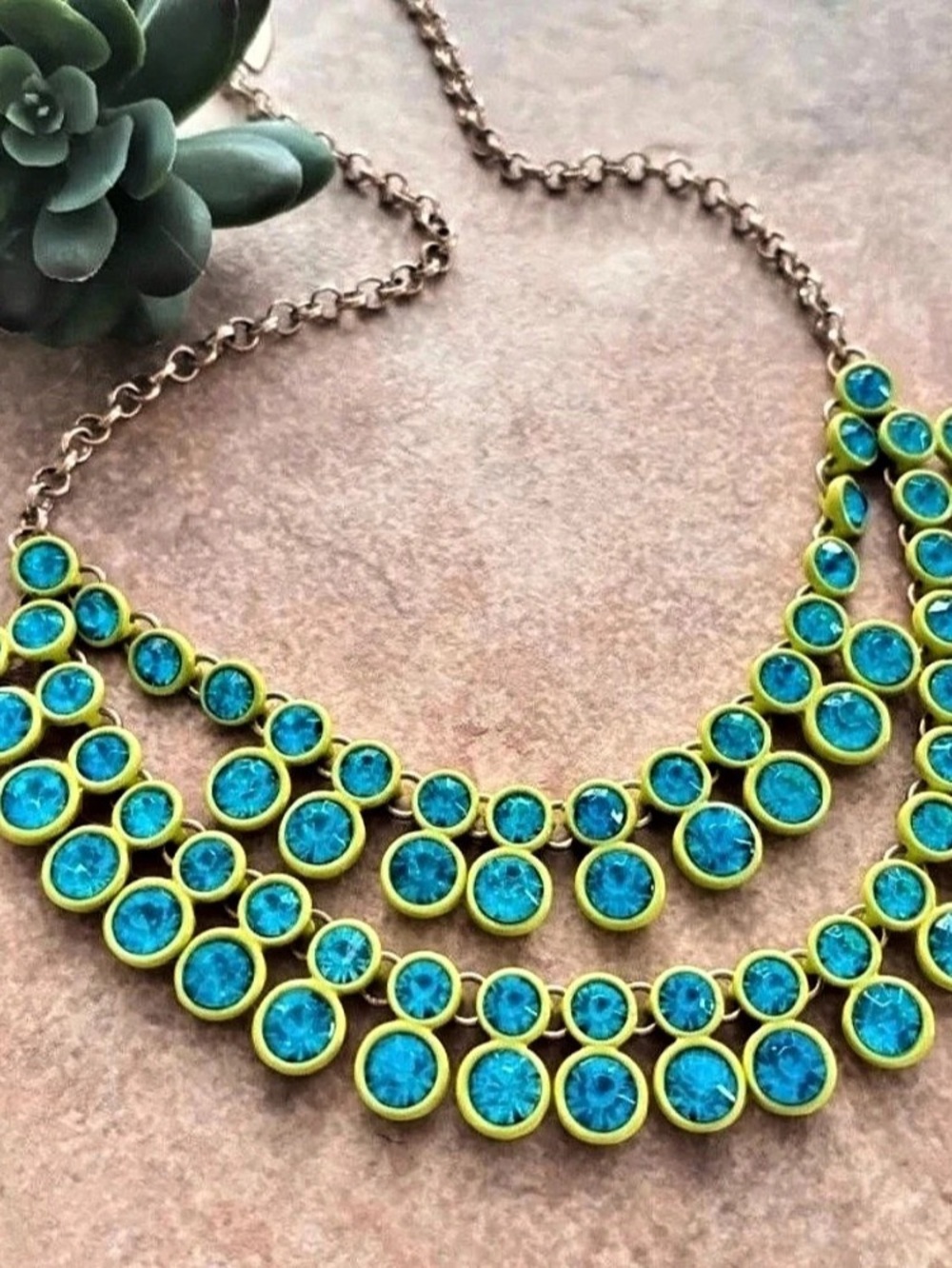 Coldwater Creek Statement Turquoise Necklace in Blue & Green Like New